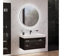 neoro n80 fumo mobile La: 100 cm con 1 scomparto estraibile, con vetro Parsol, con specchio, lavabo area, BN0154WM+BN0433SG+BN0023MI, n80 [Mobili da Bagno > Set Mobili da Bagno]