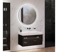 neoro n80 fumo Mobile La: 100 cm con 1 scomparto estraibile, con vetro Parsol, con specchio, lavabo cube, BN0135WM+BN0433SG+BN0023MI, n80 [Mobili da Bagno > Set Mobili da Bagno]
