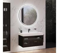 neoro n80 fumo mobile La: 100 cm con 1 scomparto estraibile, con vetro Parsol, con specchio, lavabo cube, BN0144WM+BN0433SG+BN0023MI, n80 [Mobili da Bagno > Set Mobili da Bagno]