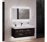 neoro n80 fumo mobile La: 120 cm con 1 scomparto estraibile, con vetro Parsol, con specchio, lavabo area, BN0155WM+BN0434SG+BN0017MI, n80 [Mobili da Bagno > Set Mobili da Bagno]