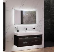 neoro n80 fumo mobile La: 120 cm con 1 scomparto estraibile, con vetro Parsol, con specchio, lavabo cube, BN0145WM+BN0434SG+BN0017MI, n80 [Mobili da Bagno > Set Mobili da Bagno]