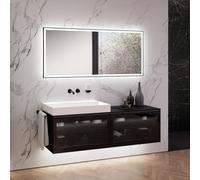 neoro n80 fumo Mobile La: 160 cm con 2 scomparti estraibili, con vetro Parsol, con specchio, lavabo La: 80,5 cm, BN0148WM+2#BN0432SG+BN0405BM+BN0019MI, n80 [Mobili da Bagno > Set Mobili da Bagno]