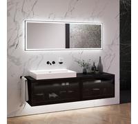 neoro n80 fumo Mobile La: 180 cm con 2 scomparti estraibili, con vetro Parsol, con specchio, lavabo La: 80,5 cm, BN0134WM+BN0433SG+BN0432SG+BN0409BM+BN0163MI, n80 [Mobili da Bagno > Set Mobili Bagno]
