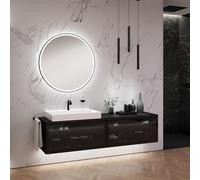 neoro n80 fumo mobile La: 200 cm con 2 scomparti estraibili, con vetro Parsol, con specchio, lavabo La: 80,5 cm, BN0143WM+2#BN0433SG+BN0406BM+BN0023MI, n80 [Mobili da Bagno > Set Mobili da Bagno]