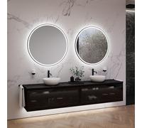 neoro n80 fumo mobile La: 240 cm con 2 scomparti estraibili, con frontale in vetro Parsol, con specchio, 2 lavabi Ø 40 cm,, 2#BN0064WM+2#BN0434SG+2#BN0404C2+2#BN0023MI, n80 [Mobili da Bagno > Set Mobi