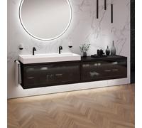 neoro n80 fumo mobile La: 240 cm con 2 scomparti estraibili, con frontale in vetro profilato, lavabo doppio La: 120,5 cm, BN0146WM+2#BN0434SG+BN0407BM, n80 [Mobili da Bagno > Mobili con Doppio Lavabo]