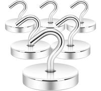 Neosmuk 54,4 kg + magnete extra forte con gancio per frigorifero, gancio da crociera resistente per soffitto, piccolo supporto magnetico per furgoni, attrezzi (argento, confezione da 6)