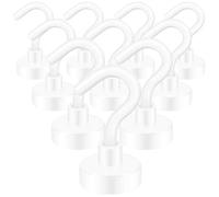 Neosmuk Ganci magnetici, 10 kg + ganci magnetici extra forti per barbecue, magneti al neodimio, supporto magnetico, per officina (bianco, 10 pezzi)