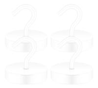 Neosmuk Ganci magnetici, 77,1 kg, magnete extra forte con gancio per frigorifero, gancio da crociera per soffitto, piccolo supporto magnetico per furgoni, attrezzi (bianco, confezione da 4)