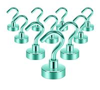 Neosmuk Ganci magnetici da 10 kg + robusti magneti da terra con gancio, gancio da crociera extra forte da appendere, gancio magnetico per cabine, barbecue (verde, 10 pezzi)