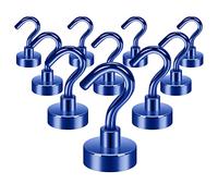 Neosmuk Ganci magnetici da 10 kg + robusti magneti da terra con gancio, gancio da crociera extra forte da appendere, gancio magnetico per cabine, barbecue (blu navy, 10 pezzi)