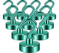 Neosmuk Ganci magnetici, magneti di terra resistenti con gancio per frigorifero, gancio da crociera extra forte per appendere, gancio magnetico per cabine, griglia (verde, confezione da 10)