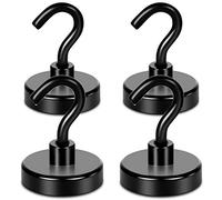 Neosmuk Ganci magnetici neri resistenti, 45.4 kg extra forte magnete con gancio in metallo per frigorifero, super magnete per crociera, griglia, cucina, aula, barbecue, attrezzi. Confezione da 4