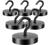 Neosmuk Gancio magnetico nero, 40 kg, extra forte per armadietti, magneti al neodimio, gancio magnetico molto forte per impianto di officina, tenda posteriore, barbecue, appendiabiti