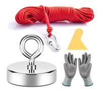 Neosmuk Magnete da pesca, 226,8 kg + Magnete gigante in terre rare con corda, grande e grande diametro 6,3 cm kit di pesca magnetico per utensili,