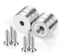 Neosmuk Magneti con foro, 20 kg di potenti magneti rotondi per la parete, Magnete con vite per legno, Magnete a disco al neodimio con foro al centro, Magnete piatto da 20 mm (confezione da 6)