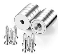 Neosmuk Magneti con foro, forti magneti rotondi per la parete, magnete con vite per legno, magnete a disco al neodimio con foro al centro, magnete piatto da 20 mm (confezione da 10)