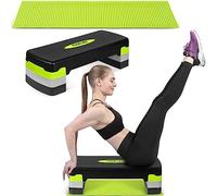 Neosport - Trapunta aerobica Stepper Step-Bench con tappetino antiscivolo, regolabile in altezza con 3 livelli, attrezzo per allenamento per ufficio e casa