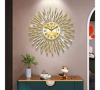 NEOTEND Large Wall Clock for Living Room Decor Gold Modern Silent Kitchen Big Wall Watch Clock for Bedroom Decorative Office Non Ticking Wall Decor 24 Inch