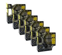 NEOUZA 18052 S0718270 Compatibile con DYMO Rhino IND Pro Industrial Guaina termoretraibile Etichetta Tubo Lunghezza 1,5 m Nero su Giallo 6 mm (6 PK) Monouso