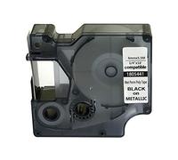 NEOUZA 1805441 - Nastro per etichette permanenti in poliestere DYMO Rhino Industrial IND, lunghezza 5,5 m, 6 mm, nero su metallizzato, colore: nero