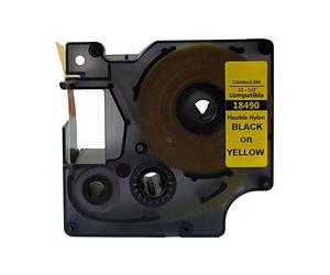NEOUZA 18490 - Nastro flessibile per etichette DYMO Rhino Pro Industrial IND, lunghezza 3,5 m, nero su giallo, 12 mm