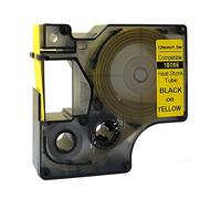 NEOUZA Compatibile Per Dymo 18056 S0718310 Rhino IND Termici Industriali Strizzacervelli Etichetta Tubo termoretraibile Cassetta Nastro Lunghezza 1.5m (nero su giallo, 12mm)