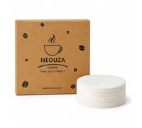 NEOUZA Filtri di carta per caffè rotondi per macchina per espresso, portafiltro e moka, 100 pezzi, non sbiancati, usa e getta, schermo puck (53 mm)