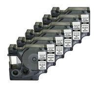 NEOUZA Nastro per etichette permanente, in poliestere, compatibile con DYMO Rhino Industrial IND, nero su bianco, larghezza 0,95 cm, lunghezza 4,7 m, confezione da 6 pezzi