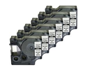 NEOUZA Nastro per etichette permanente, in poliestere, compatibile con DYMO Rhino Industrial IND, nero su bianco, larghezza 0,95 cm, lunghezza 4,7 m, confezione da 6 pezzi