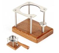 NEOUZA Stazione pressatura caffè 58mm per macchine E61 e 58mm pro/domestiche, compatibile con Rancilio, Gaggia, Rocket, Expobar, Sunbeam, altezza regolabile, acciaio inox e mogano Sapele.
