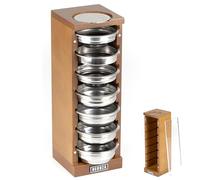 NEOUZA Supporto filtro espresso 58 mm, compatibile cestello portafiltro, schermo a disco, 7 cestelli filtranti, porta magnetica rimovibile, legno faggio