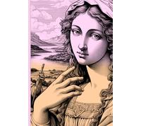 Neovintage Journal: 6" x 9", 200 Pages - Engraving-Style Portrait of a Woman, Light Rose/Violet and Light Brown Cover