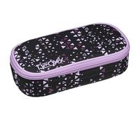 neoxx - Astuccio Scolastico Jump Purple Crush - Bottiglie Pet riciclate, Scomparto Principale con Cerniera, 10 Passanti per Penne, Finestra Trasparente - Materiale Scolastico per Bambini