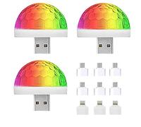 NEPAK 3 Pack Mini USB Disco Lights, USB Luci Discoteca Lampada da Palco,Luci Discoteca,Disco Ball Car USB Atmosphere Light, USB Disco Ball Party Light MINI Portable Strobe Light
