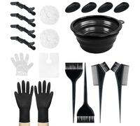 NEPAK Set di 18 pennello tinta capelli, completo di ciotola e pennello, ideale per saloni e fai-da-te