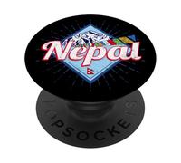 Nepal design vintage con bandiere e montagne souvenir PopSockets PopGrip Adesivo