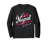 Nepal Flag Vintage Style Nepali Heritage Pride Maglia a Manica