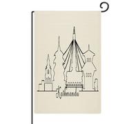 Nepal Kathmandu Bandiere da giardino per esterni 12x18 verticale doppia faccia fattoria viaggio avventure skyline paesaggio cortile bandiera pittura ad olio astratto paesaggio urbano benvenuto casa