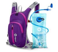 Nepest Zaino da 8 l, zaino da bicicletta e da sci con bolla da 2 l, ideale per mountain bike, corsa e sci, petto e cintura regolabili con fischietto di sicurezza, viola., Universale
