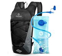 Nepest Zaino da bicicletta da 6 l, per mountain bike e attività all'aperto, con bolla per bere da 2 l, petto e cintura regolabili con fischietto di sicurezza, per ciclismo, corsa e sci, Nero , 2l