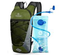 Nepest Zaino da bicicletta da 6 l, per mountain bike e attività all'aperto, con bolla per bere da 2 l, petto e cintura regolabili con fischietto di sicurezza, per ciclismo, corsa e sci, verde, 2l