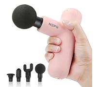NEPQ SK6 - Mini pistola massaggiante portatile a percussione per tessuti profondi, per alleviare il dolore, con 4 testine massaggianti, 4 velocità, vibrazione ad alta intensità, ricaricabile (rosa)