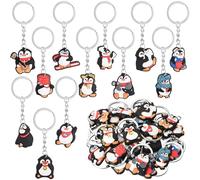 Neptniopllab Confezione da 24 portachiavi a forma di pinguino, in PVC, decorazioni 3D per compleanno, ciondoli a forma di pinguino, accessori per donne, studenti, regalo di Natale e compleanno