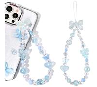 Neptniopllab Phone Charms-1PC Blue Bow Charm Strap Universale Cellulare Cordino Da Polso Perline Scuro Catena Stringa per Smartphone Custodia Telefono Borsa Donna, 1PC, Resina Perlina Resina, Nessuna