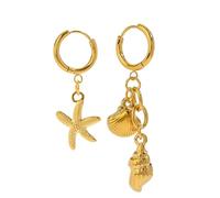 NEPULOY Set di orecchini da donna a forma di stella marina dorata, delicati orecchini a cerchio in oro, gioielli alla moda oceanici estivi da spiaggia, da donna, in acciaio inossidabile, senza pietre