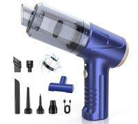Neqraxis Aspirabriciole Senza Fili 4 in 1, Aspirapolvere Portatile 12000Pa per Auto, Mini Aspirapolvere 4000 mAh con Motore Brushless, Ideale per Casa, Ufficio, Auto e Peli di Animali, Blu