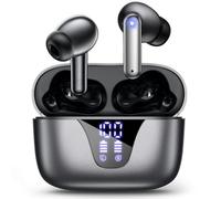 Nequga Auricolari wireless Bluetooth, 50 ore di riproduzione con microfono, display digitale a LED, custodia di ricarica IPX7, stereo con bassi profondi, auricolari in-ear per iPhone e Android