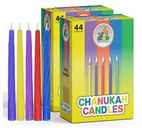 Ner Mitzvah, candele tradizionali per la festa Hanukkah lunghe 10 cm, confezione da 44 pezzi, Multicoloured, 0.9 l x 0.9 w x 10 h centimeters