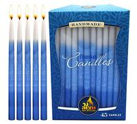 Ner Mitzvah, 45 candele per Hanukkah fatte a mano, 14 cm Decorated Blue and White